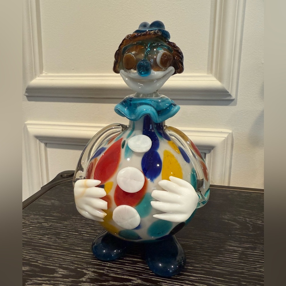 MURANO? ART GLASS CLOWN DECANTER MULTICOLOR